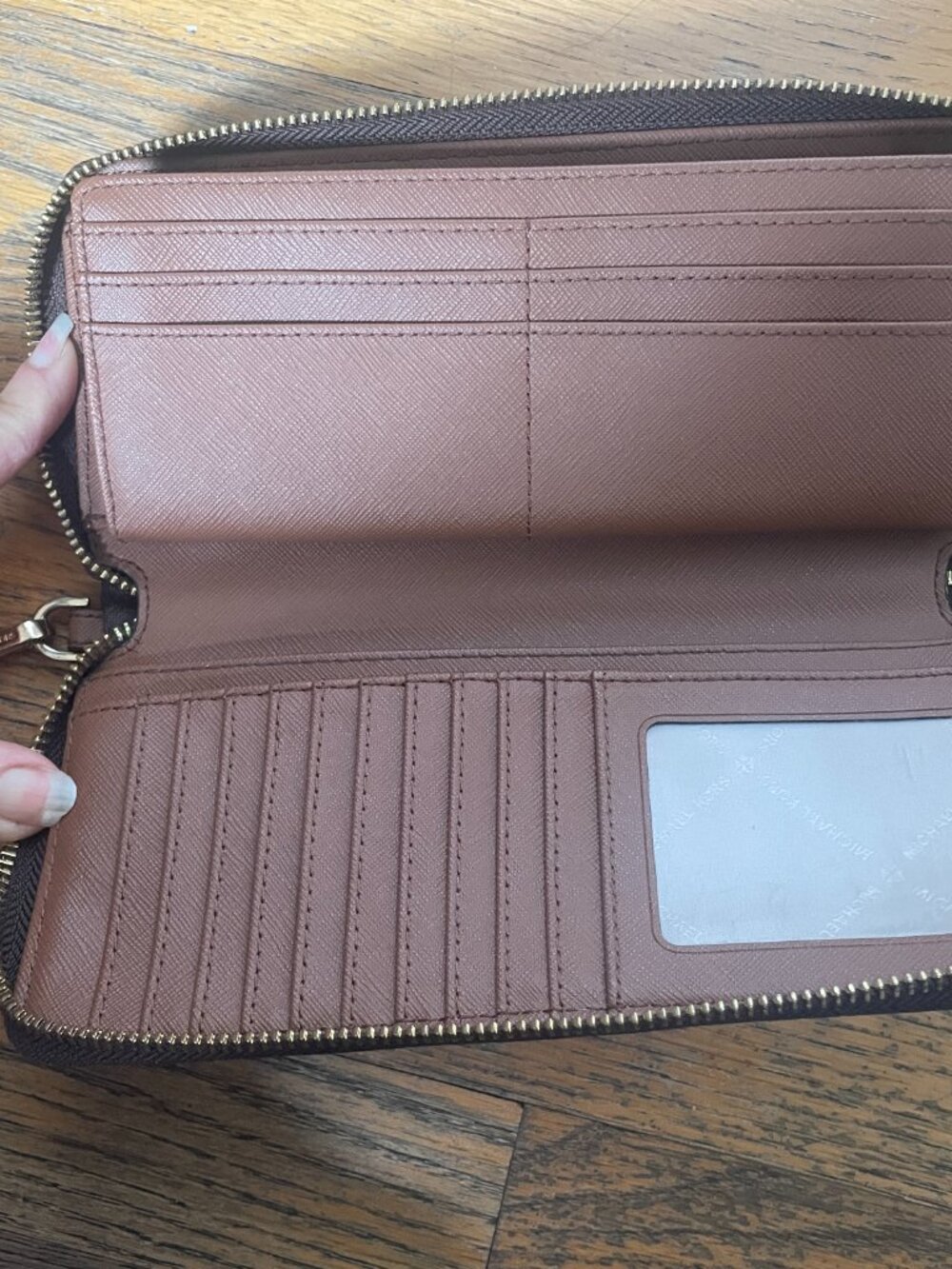 Michael Kors Brown Large Zip Around Signature Logo Continental Wallet - Picture 7 of 8